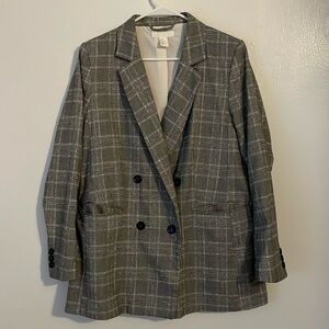 H&M Plaid Double breasted blazer size 12
